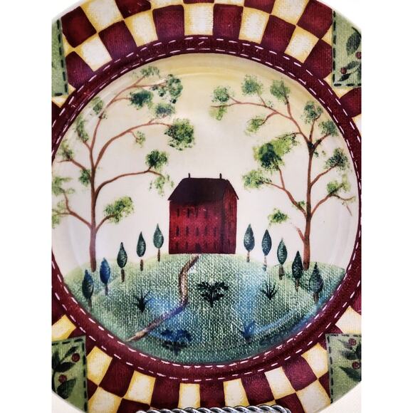 PLATE-DINNER-THOMSON POTTERY-2002 by Beth Vincent-Stephens-Country-Checker-10.5" - Picture 3 of 6
